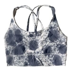 Lululemon Women's Energy Longline Bra Marble Dye Navy Criss Cross Back Size 6